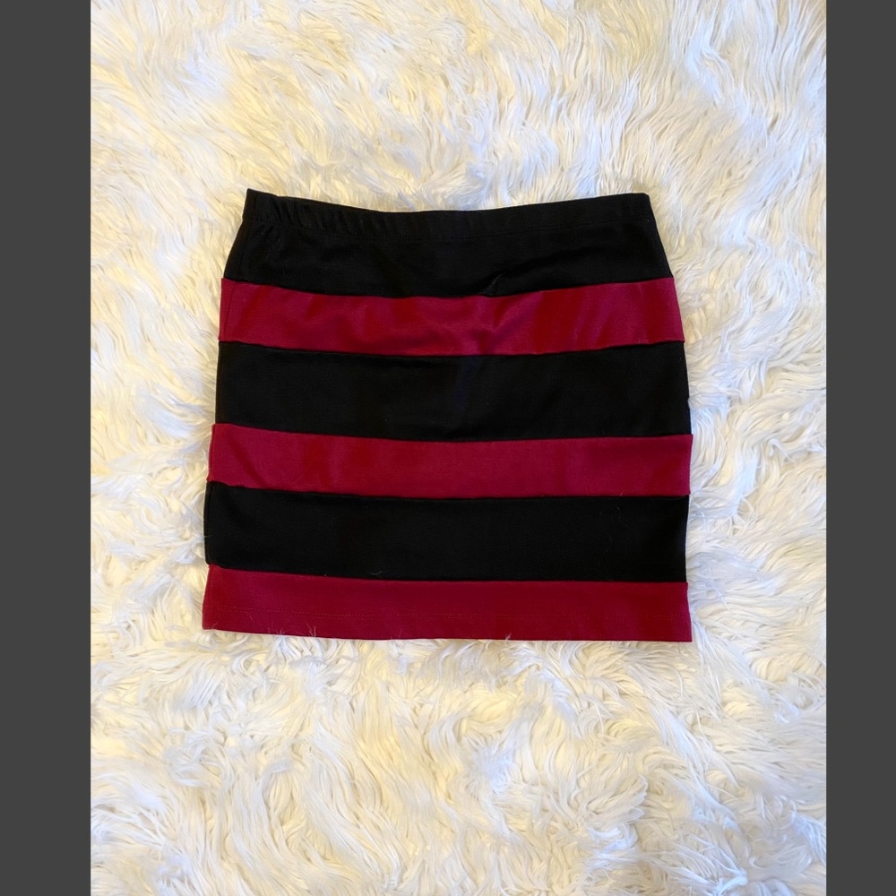 Black and maroon striped skirt